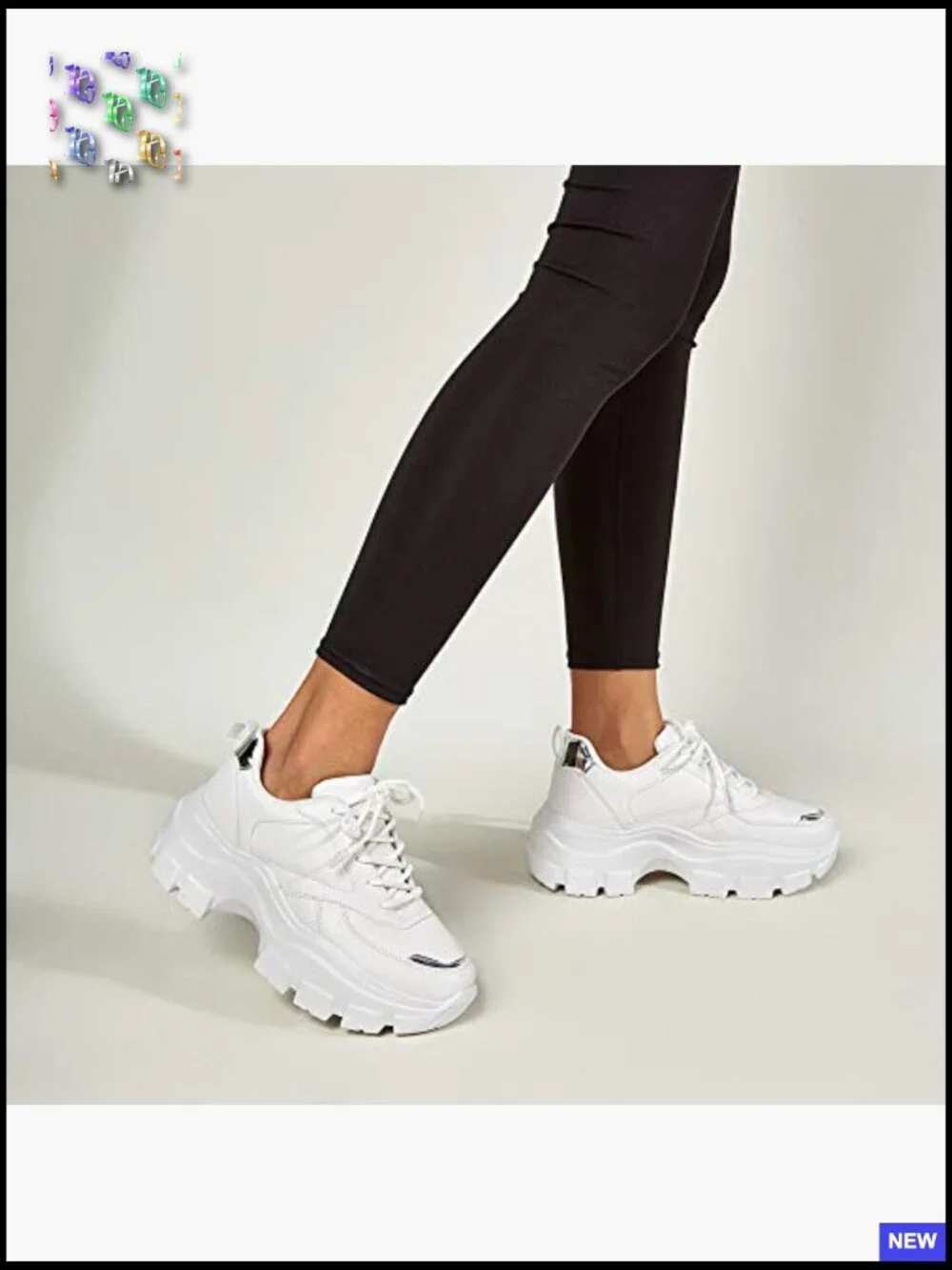 Chunky Platform Sneakers Hologram Lace-Up Casual Fashion Walking Sport Shoes